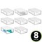 mDesign Plastic Office Storage Stack Organizer with Drawer, 8 Pack, White/Clear